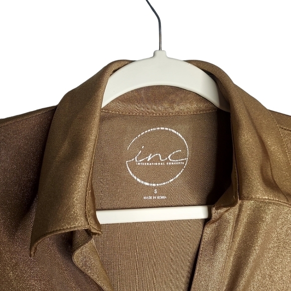 International CONCEPTS WOMENS GOLD BUTTON DOWN TOP SIZE SMALL - Picture 2 of 5